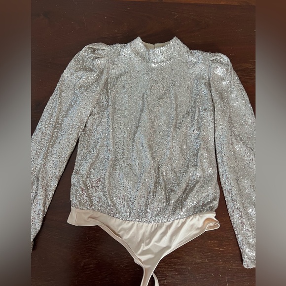 Rachel Zoe Champagne Sequin Bodysuit | L - Picture 7 of 15